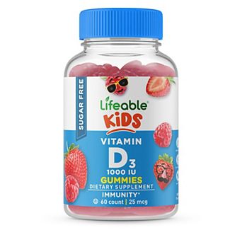Lifeable® Sugar Free Vitamin D for Kids 1,000 IU Gummies - Bone Health, Immunity - 60 Gummies