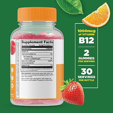 Lifeable® Vitamin B12 for Kids 1,000 mcg Gummies - Energy, Mood and Metabolism - 60 Gummies