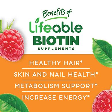 Lifeable® Sugar Free Biotin 5,000 mcg Gummies - Hair, Skin And Nails - 60 Gummies