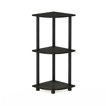Furinno 3 tier 30" Wooden Round Corner Shelf for Living Room, Espresso & Black