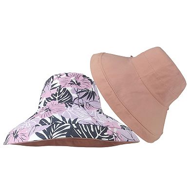 Women's 2-in-1 Double-Sided Bucket Hat with Floral & Solid Design