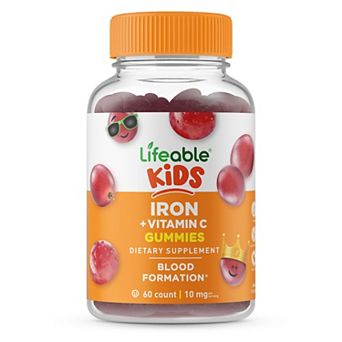 Lifeable® Iron for Kids 10 mg with Vitamin C Gummies - Healthy Iron Levels - 60 Gummies