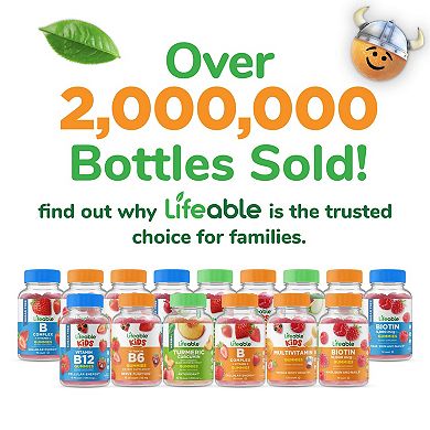 Lifeable® Iron for Kids 10 mg with Vitamin C Gummies - Healthy Iron Levels - 60 Gummies