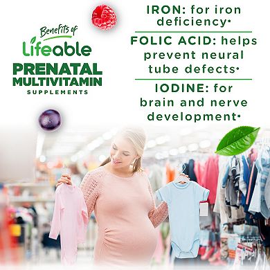 Lifeable® Prenatal Multivitamin Gummies - Healthy Pregnancy - 60 Gummies