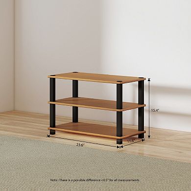Furinno 3-Tier 23.6"W Wood & PVC Tubes Shoe Rack, Shoe Shelf Holds up to 9 Pairs for Enterway