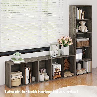 Furinno 5-Tier 52" Engineered Wood Bookcase, Storage Bookshelf for Study Office, Gray