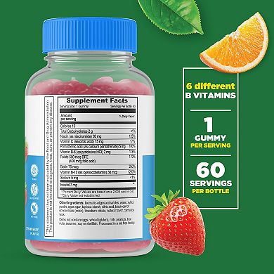 Lifeable® Sugar Free Vitamin B Complex with Vitamin C Gummies - Energy - 60 Gummies