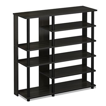Furinno 6 tier Wood & Stainless Steel Tubes Shoe Rack, Holds up to 13 Pairs, Espresso & Black