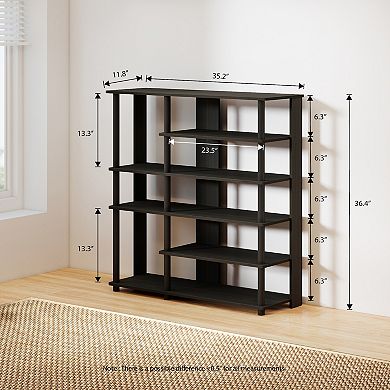 Furinno 6-Tier Wood & Stainless Steel Tubes Shoe Rack, Holds up to 13 Pairs, Espresso & Black