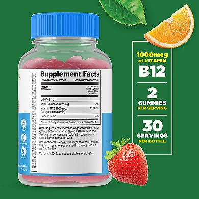 Lifeable® Sugar Free Vitamin B12 for Kids 1,000 mcg Gummies - Energy, Mood - 60 Gummies