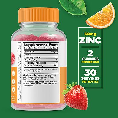 Lifeable® Zinc 50 mg Gummies - Healthy Skin And Immunity - 60 Gummies