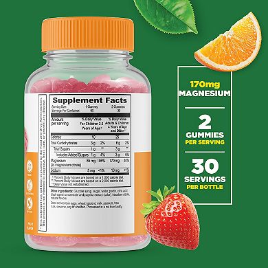 Lifeable® Magnesium Citrate for Kids Gummies - Muscle Relaxation - 90 Gummies