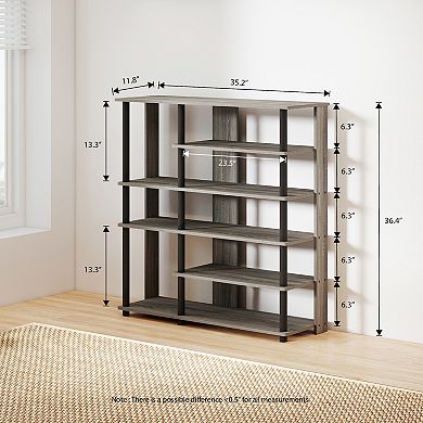 Furinno 6-Tier Wood & Stainless Steel Tubes Shoe Rack, Holds up to 13 Pairs