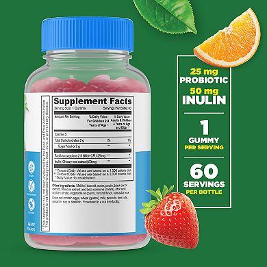 Lifeable® Sugar Free Probiotics with Prebiotics Fiber for Kids Gummies - Digestive - 60 Gummies