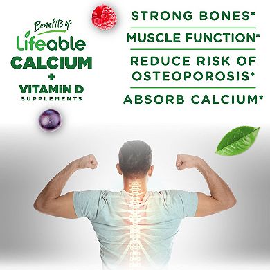 Lifeable® Calcium 500 mg with Vitamin D3 1,000 IU Gummies - Teeth, Bones, Muscles - 60 Count