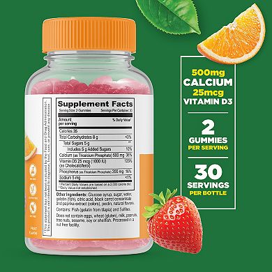 Lifeable® Calcium 500 mg with Vitamin D3 1,000 IU Gummies - Teeth, Bones, Muscles - 60 Count
