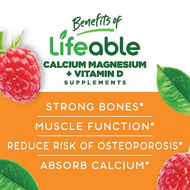 Lifeable® Calcium, Magnesium, Zinc and Vitamin D Gummies - Bones, Heart, Muscles - 90 Gummies
