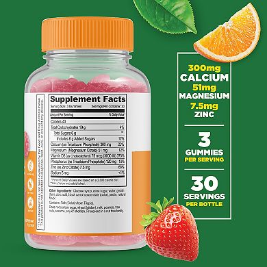 Lifeable® Calcium, Magnesium, Zinc and Vitamin D Gummies - Bones, Heart, Muscles - 90 Gummies