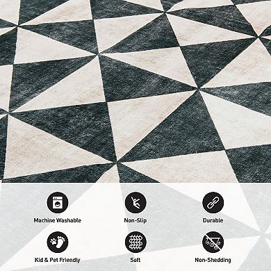 World Rug Gallery Geometric Diamond Washable Non-Slip Rug