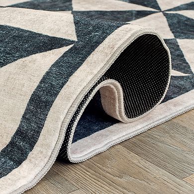 World Rug Gallery Geometric Diamond Washable Non-Slip Rug