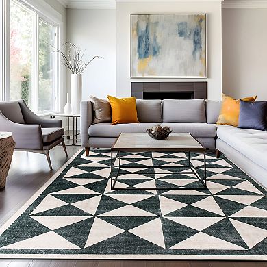 World Rug Gallery Geometric Diamond Washable Non-Slip Rug