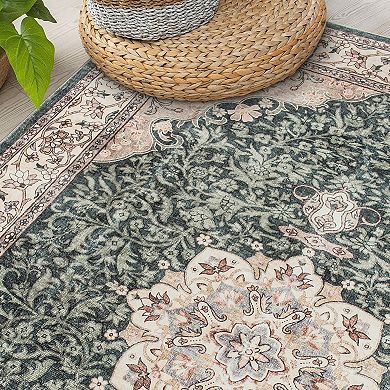 World Rug Gallery Traditional Oriental Medallion Washable Non-Slip Rug