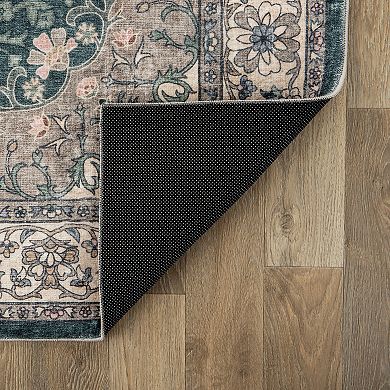 World Rug Gallery Traditional Oriental Medallion Washable Non-Slip Rug