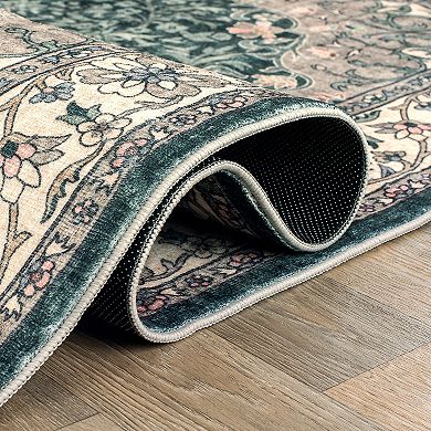 World Rug Gallery Traditional Oriental Medallion Washable Non-Slip Rug