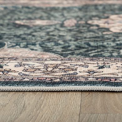 World Rug Gallery Traditional Oriental Medallion Washable Non-Slip Rug
