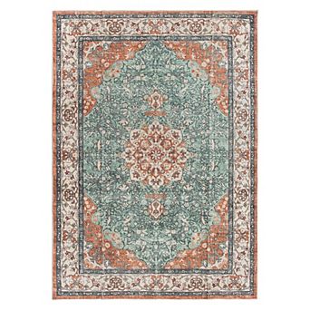 World Rug Gallery Traditional Oriental Medallion Washable Non-Slip Rug