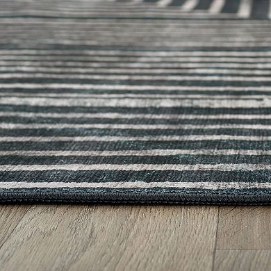 World Rug Gallery Distressed Bohemian Stripes Washable Non-Slip Rug