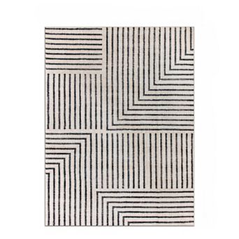 World Rug Gallery Distressed Bohemian Stripes Washable Non-Slip Rug