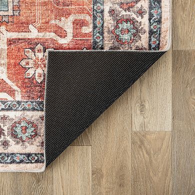 World Rug Gallery Transitional Medallion Washable Non-Slip Rug