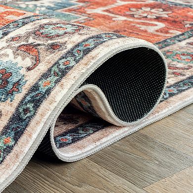 World Rug Gallery Transitional Medallion Washable Non-Slip Rug