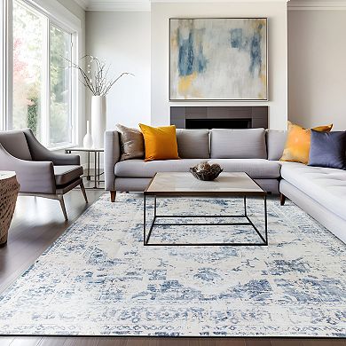 World Rug Gallery Transitional Medallion Washable Non-Slip Rug