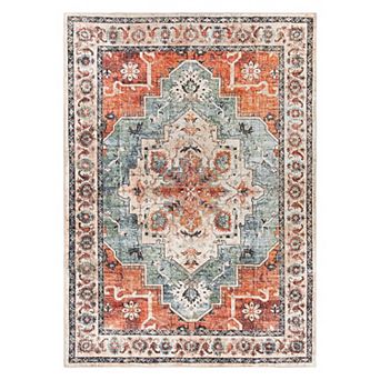World Rug Gallery Transitional Medallion Washable Non-Slip Rug