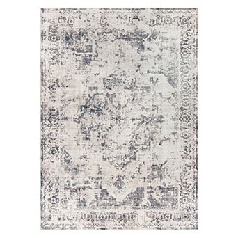 World Rug Gallery Transitional Distressed Medallion Washable Non-Slip Rug