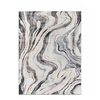World Rug Gallery Contemporary Marble Washable Non-Slip Rug