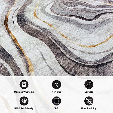 World Rug Gallery Contemporary Marble Washable Non-Slip Rug