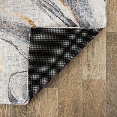 World Rug Gallery Contemporary Marble Washable Non-Slip Rug