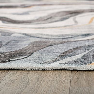 World Rug Gallery Contemporary Marble Washable Non-Slip Rug