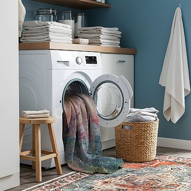 World Rug Gallery Contemporary Distressed Abstract Washable Non-Slip Rug