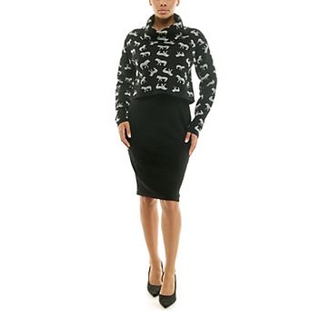 Women's Nina Leonard Cowl Neck Sweater Dress