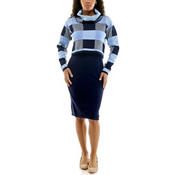 Women's Nina Leonard Cowl Neck Sweater Dress
