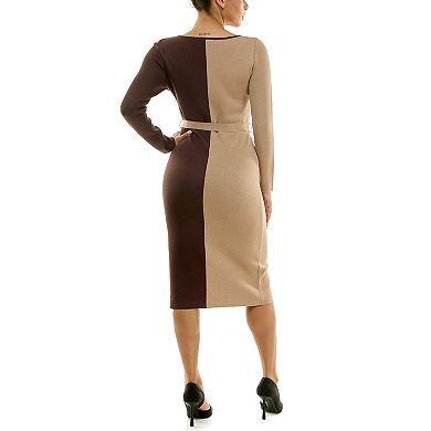 Women's Nina Leonard Colorblock Sweater Dress