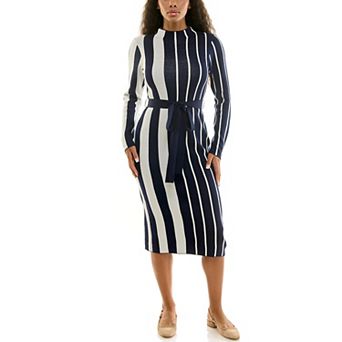 Women's Nina Leonard Mixed Stripe Sweater Dress