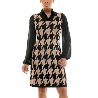 Women's Nina Leonard Jacquard Balloon Sleeve Sweater Dress