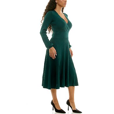 Women's Nina Leonard Fit & Flare Ribbed Sweater Dress
