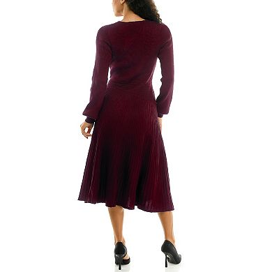 Women's Nina Leonard Fit & Flare Ribbed Sweater Dress