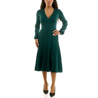 Women's Nina Leonard Fit & Flare Ribbed Sweater Dress